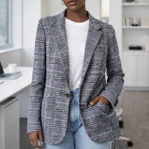 GAP Black and Gray Checkered Women's Blazer